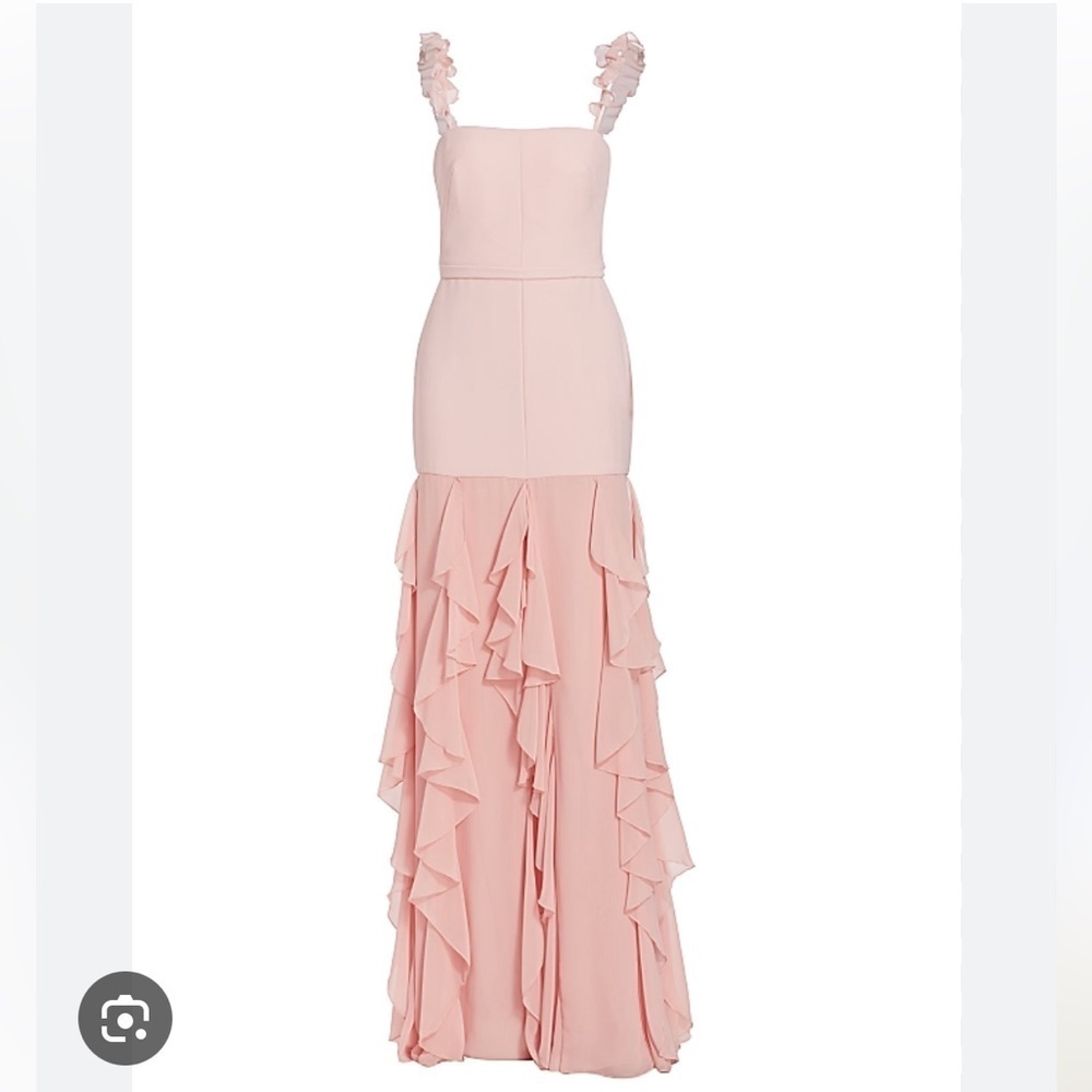 Vera Wang Charlene Pink Ruffle Gown | 10